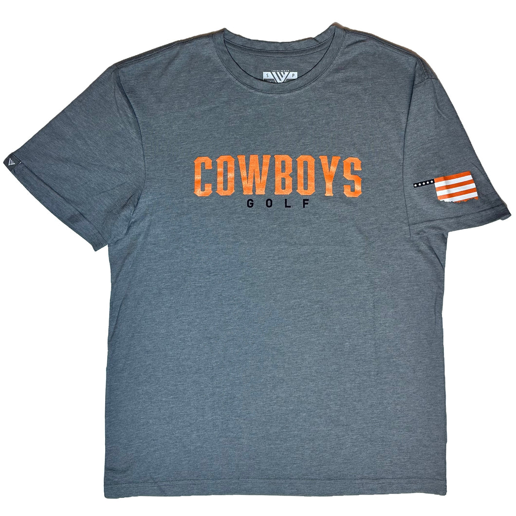 Levelwear Cowboys Golf T-Shirt with Oklahoma State on Sleeve